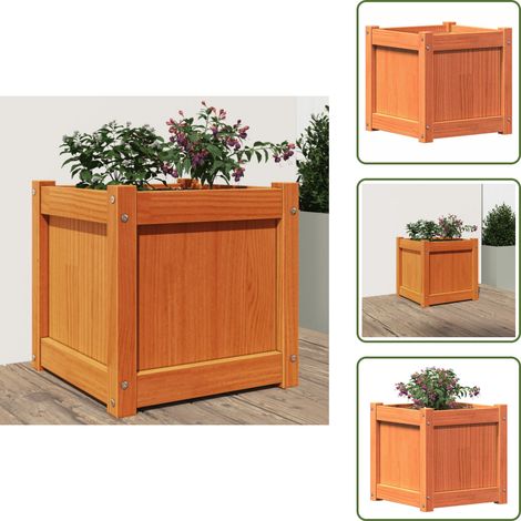 Jardín decorativo - vidaXL Jardinera exterior madera maciza pino marrón cera 40x40x40 cm - Jardín de patio
