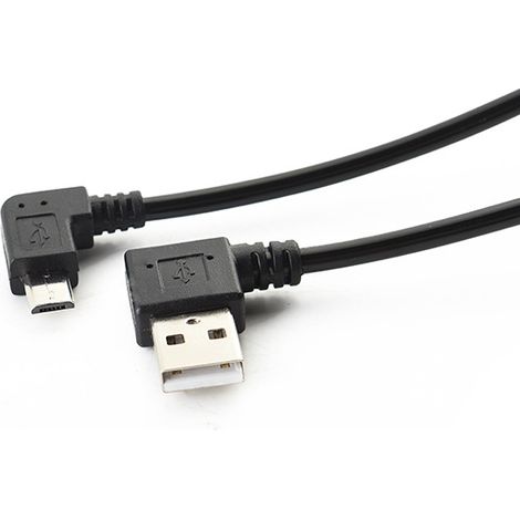 5P Male Right Angled Micro Adapter Cable to USB Right Angled to Mobile Phone, Spring-Loaded Data Charging Cable, 1.5 meters. (1/5)