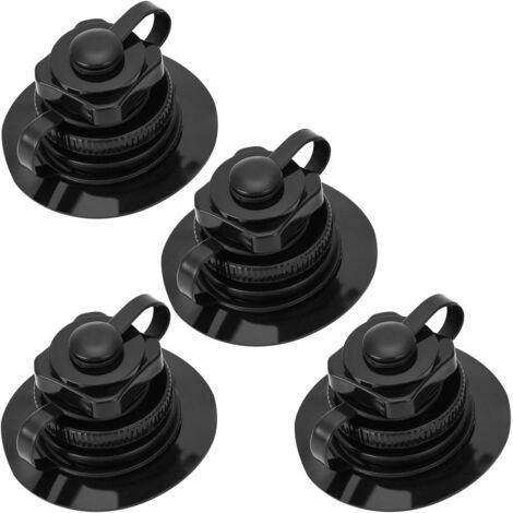 QORVA-Valves Boston 4 pièces, Valve d'air universelle unidirectionnelle pour bateaux gonflables, radeaux, kayaks, piscines, bateaux, matelas pneumatiques, noires (1/5)