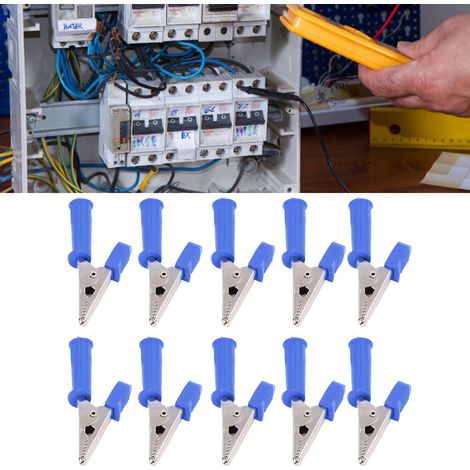 J.60046 Prüfklemme aus Vollkupfer mit 10 mm Öffnung und 4 mm Einsatz am Ende - Verkauft in 10er-Packs (Blau) (1/5)