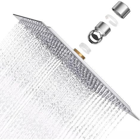 Pomme de Douche Plus forte, 8 Pouces Pommeau Douche Carré en Acier Inoxydable AISI304, 20x20cm Ultra-Mince jet pluie, Pommes de douche fixes Tête de Douche à Anti-calcaire (1/5)