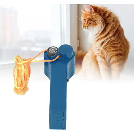 Lanceur de corde compact avec hélices pour chats - Accessoire récréatif électrique en ABS pour adultes et enfants (12cm, bleu foncé) (1/5)