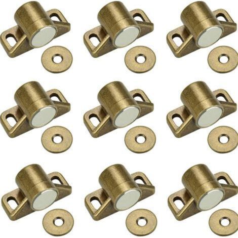9 Pcs Loqueteau Magnétique,Bronze Loquet Magnetique en Alliage de Zinc pour Tiroirs Placard de Cuisine Armoire,Aimant Porte Placard avec 27 vis (1/4)
