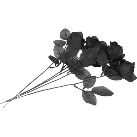 Lot de 5 Roses Artificielles Noires Décoratives Fleurs de Mariage en Matériau Solide Décoration Intérieure pour Table et Bouquet Ornement Floral sans Entretien pour Mariage et (1/5)