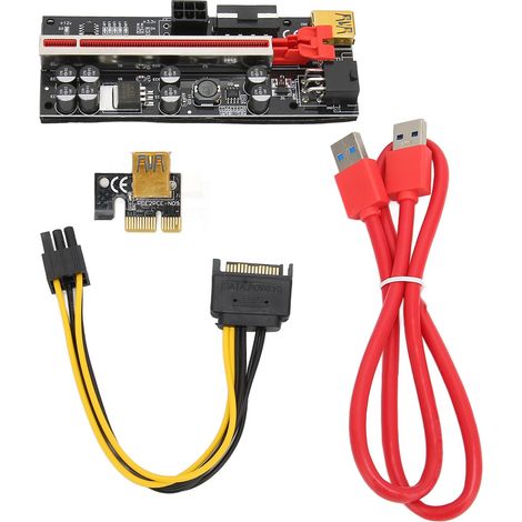 Carte adaptateur PCIe Riser 1x vers 16x, connexion stable, multicouche blindée, pour Linx sous Windows 7, 8 et 10. (1/5)