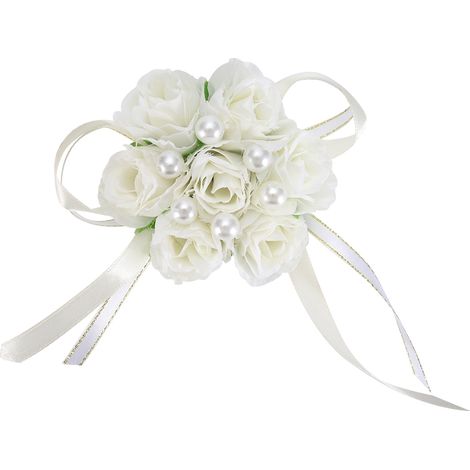 weiße, perlenbesetzte Satin-Armbänder – Brautjungfernschmuck, Hochzeitsaccessoire, elegantes Muttertagsgeschenk