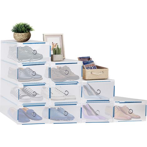 Youyijia Cardboard Shoe Boxes, Stackable & Visual Multi-Purpose Storage Recyclable Shoe Organizer Boxes for Home and Office Organizatio (clear 10pcs) (1/5)