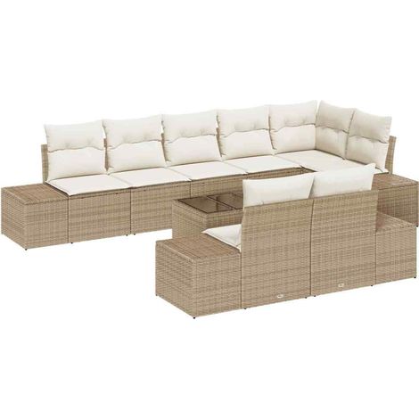 Maison Exclusive - Conjunto de sofás de jardín Beige y Crema Poli