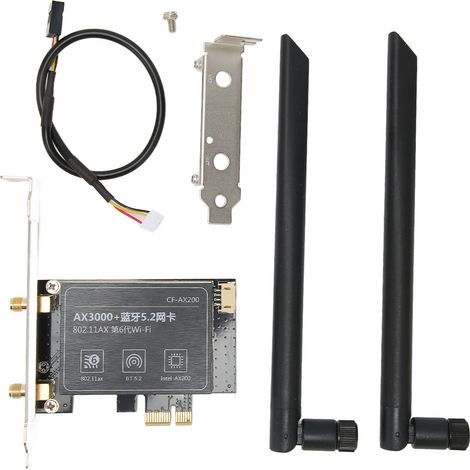 Carte WiFi 6 PCIe AX3000Mbps, double antenne 2,4GHz/5GHz, BT5.2, MU-MIMO OFDMA, adaptateur sans fil pour PC de bureau gaming (1/5)