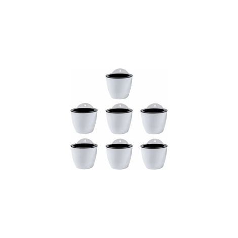 Jardinières Suspendues à Arrosage Automatique Lot de 7  Deco Mural  Pot de Fleur Interieur, Exterieur  Decoration Murale Fenêtre  Blanc Plastique