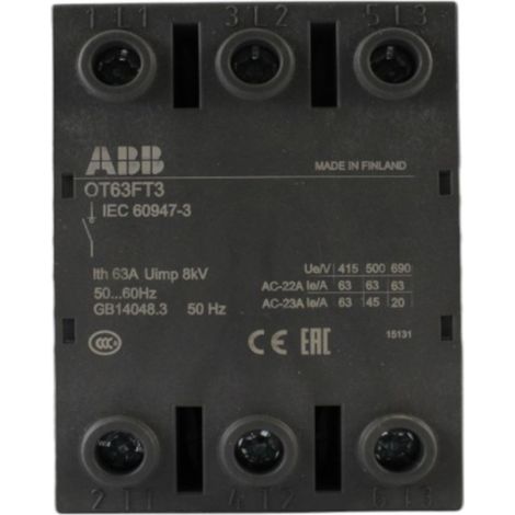 Interruttore di sezionamento trifase 63A senza azionamento per installazione a incasso OT63FT3 1SCA105382R1001 (1/3)