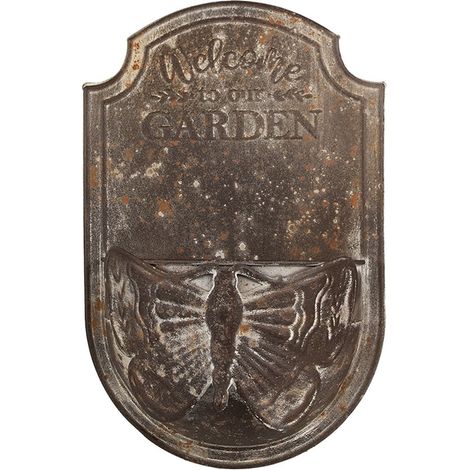 Porte-plante suspendu en métal marron style brocante pour jardin et balcon 23 x 10 x 36 cm - PANGIVO (1/3)