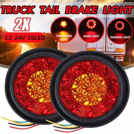 2 Stück 16-LED-Zweifarben-Rücklicht-Gummiringe für LKW, rund