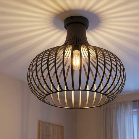 LED Deckenlampe Deckenleuchte Wohnzimmerleuchte rostfarben Metallgeflecht D 40 cm (1/5)