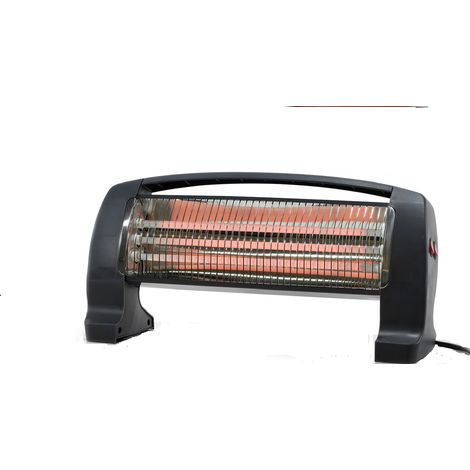 Stufa al quarzo 3 elementi 400/800/1200w nera stufetta caldo bagno novita' risparmio energia (1/2)
