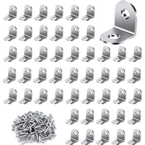Équerre de Fixation 50 Pièces, 20x20mm Équerre Métal avec 100 pièces Vis Equerre Assemblage Inox Equerre de Fixation Angle Droit Support pour la Fixation et la Réparation de Meubles (1/5)