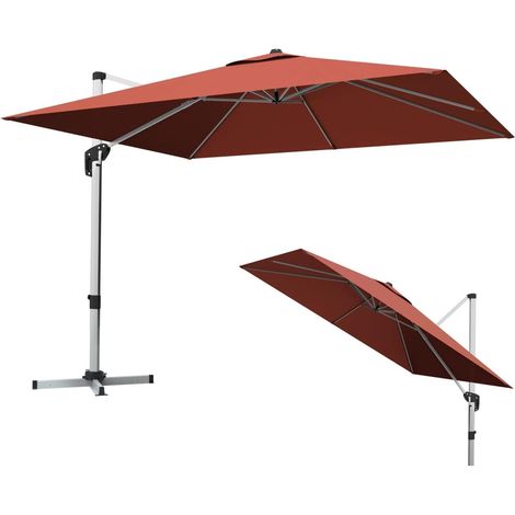 Goplus – Parasol déporté 3x3m inclinable 7 positions – Rotatif 360° – Base croisée en aluminium – Protection UV – Tissu polyester imperméable (1/5)