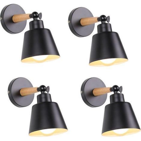 AMXCNOY Lot de 4 appliques murales modernes intérieures en cage métallique, avec douille E27, plafonnier en métal design macaron noir (SKU produit : 93626925 SKU Offre : 1025LIU30) (1/4)