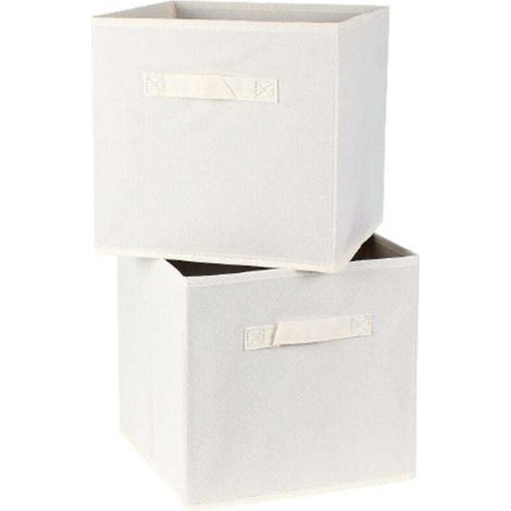 Boîte de rangement blanche en non-tissé 27 x 27 x 28 cm - Lot de 2 (1/4)