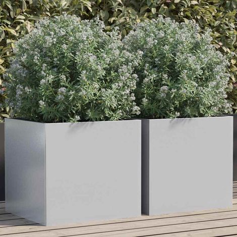 Jardineras 2 unidades acero galvanizado plateado 42x40x39 cm vidaXL