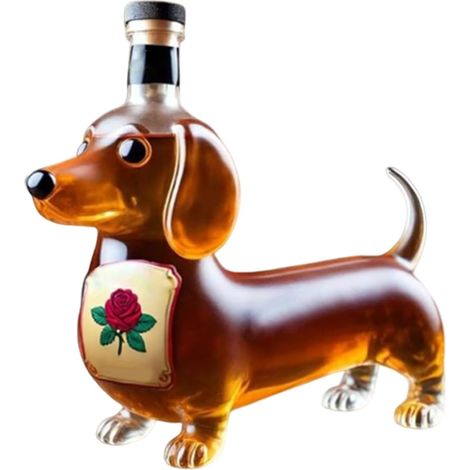 Carafe à alcool Bouteille Verre Whiskey En Forme De Teckel Objet De Collection Pour Bar Restaurant Cadeau Père (1/5)