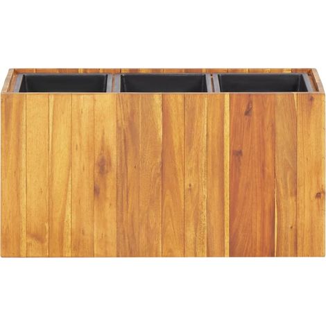 Jardinière, Pot de Fleurs d'extérieur, Lit surélevé de jardin avec 3 pots Bois massif d'acacia OIB4128E (1/5)