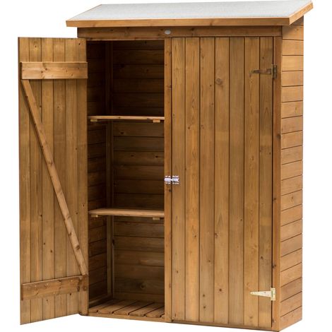 AXI – Armoire de jardin en bois de pin FSC 180 cm – Toit dépassant pour protection intempéries – 2 étagères fixes – Rangement outils et accessoires
