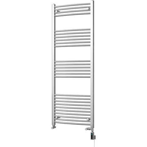 Zennor - Chrome Dual Fuel Towel Rail H1600mm x W600mm Thermostatic WIFI - Curved (1/3)