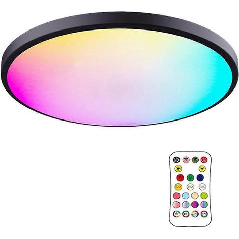 Plafonnier élégant 24 W RGBCW à intensité variable pour chambre, cuisine, fête - 220 V - Noir (1/4)