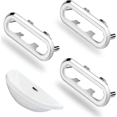 Anneau de débordement d’évier – Lot de 3 pièces en acier inoxydable, finition chromée, pour éviers avec trou rectangulaire