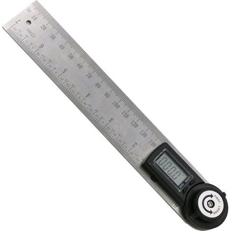 Règle d'Angle Numérique 0-200mm en Acier Inoxydable avec Fonction Maintien et Remise à Zéro, Grand Écran LCD, Conversion mm/pouce pour Menuiserie et Bâtiment (1/5)