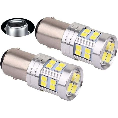 1157 LED 12V 24V P21W/5W Bay15d Blanc 6000K, Pour Feux Arrière Voiture DRL Feux Frein Lampe. Lot de 2 (1/4)