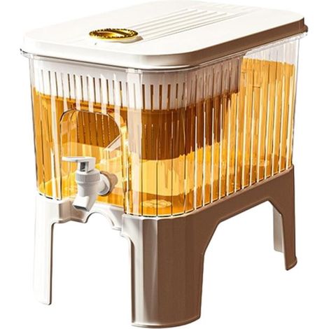 Carafe Froide - 5 L - Robinet Intégré - Filtre à Écran - Pour Infusions de Fruits et Limonades - Blanc (1/5)