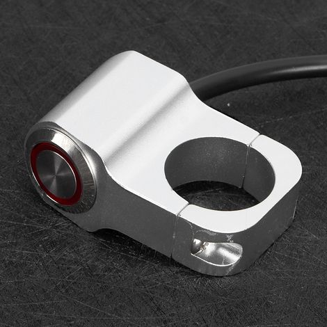 Interrupteur étanche en acier 25mm pour phare de guidon moto vélo, argenté (1/5)