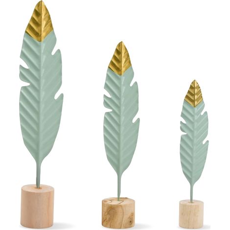sculture moderne in legno e metallo con piume decorative - Oggetti decorativi per soggiorno, statuette decorative per la casa, soggiorno, camera da letto (1/5)