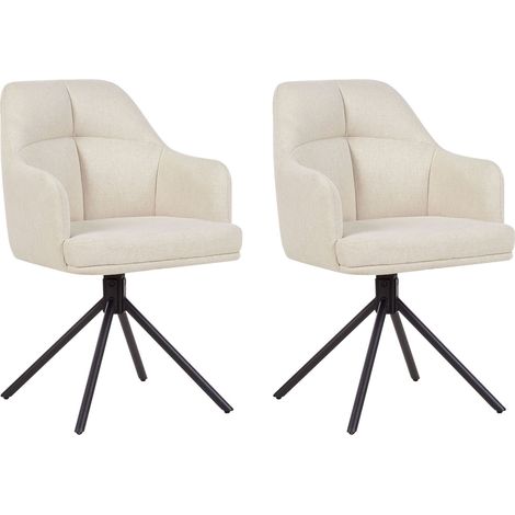 Set of 2 Dining Chairs Swivel MIRA Beige (1/5)
