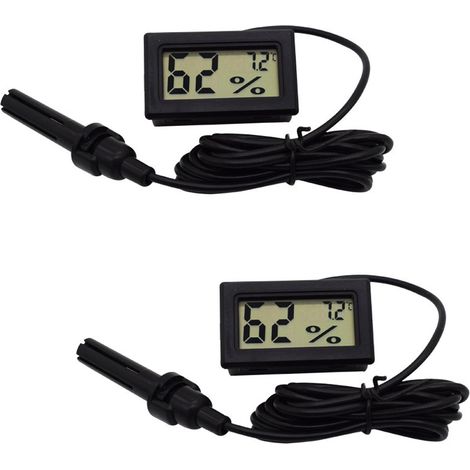 Thermomètre Numérique et Hygromètre avec Sonde Externe Station Météo Intérieur pour Reptiles Incubateur Aquarium Volaille Bureau 2x (1/5)