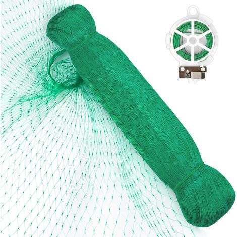 Kit de red antipájaros de 4 m × 10 m, red de jardín con alambre de jardín de 20 m, red de protección de fresas de malla fina versátil para plantas, semillas de césped, cubiertas de estanques (verde) (1/5)
