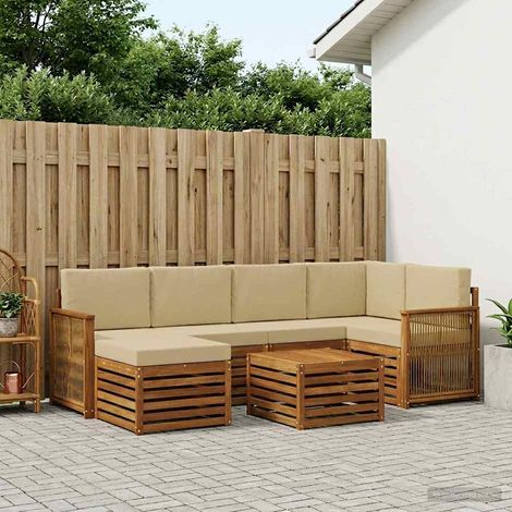 Set di divani da esterno componibile in legno massello di acacia e poliestere, set da 7 pezzi, 90.94kg - PANGIVO (1/5)