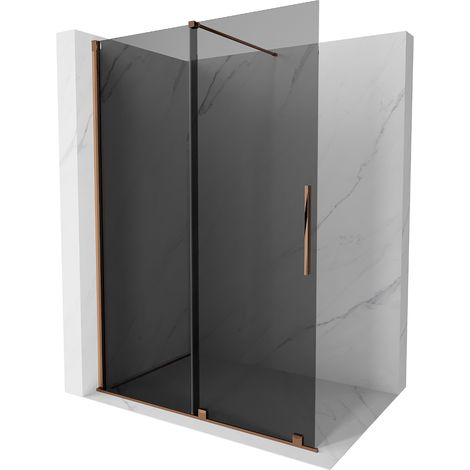 Mexen Velar Duschtür Walk-in 140 x 200 cm, graphit 8 mm, roségold - 871-140-000-43-60