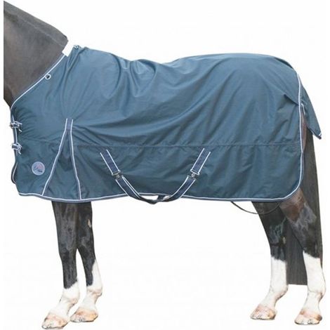 Coperta da paddock impermeabile imbottita 100 g e tessuto esterno 600 denari modello Starter: 125 cm, Blu scuro (1/5)