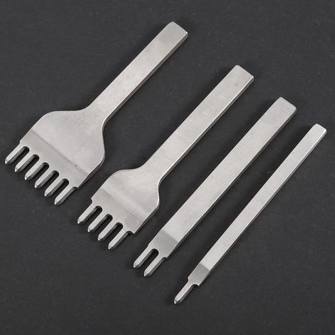 Leather Punching Tool Set – 4 Hole Punches (1 + 2 + 4 + 6 Pins) - Leather Craft Sewing Tool – Awl for Stitches (Lingzhan 6MM spacing 1+2+4+6) (1/5)