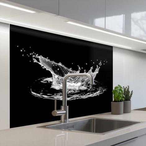 Kitchen Splashback Water - Splash - Water - Black 100x80 cm