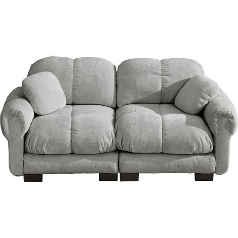 CHICFURN Sofá de 2 plazas 190x86x90 cm en chenilla gris claro modular para salón (1/5)