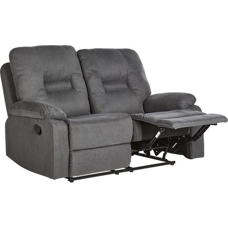 Manual Recliner Sofa 2 Seater BERGEN II Fabric Dark Grey