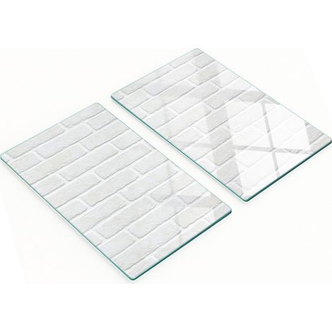 Tablas de cortar decorativas de vidrio templado con dise帽o de pared de ladrillo, 2x30x52 cm.
