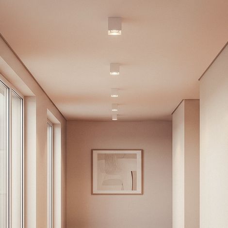 Plafonnier Space Carré Blanc avec Ampoule GU10 2700K Blanc chaud (1/5)