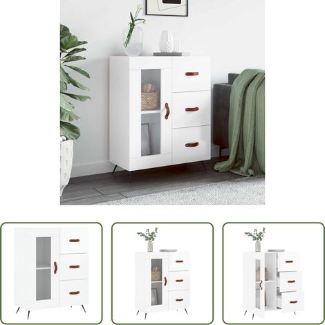 Hochglanz-Weiß - Sideboard Hochglanz-Weiß 69,5x34x90 cm Holzwerkstoff (1/5)