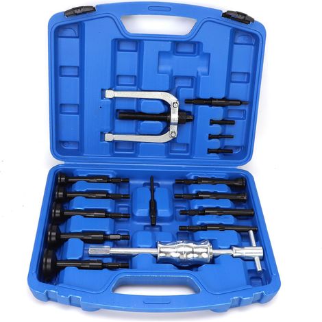 16 pièces Kit Extracteur Roulement Interieur, 8mm-58mm Arrache Roulement Interieur, Outil d'Extraction de Roulement de Trou Borgne avec Marteau Coulissant pour Voiture Camion Moto (1/4)