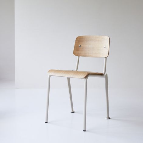 Chaise en métal et bois de frêne Mio white (1/5)